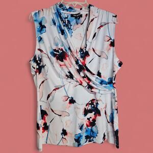 DKNY Colorful Floral Tank Blouse Shirt Top Womens XL
